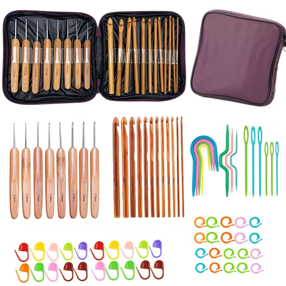 Art Craft Materials - 74 Parça Bambu Tığ Seti İplik
