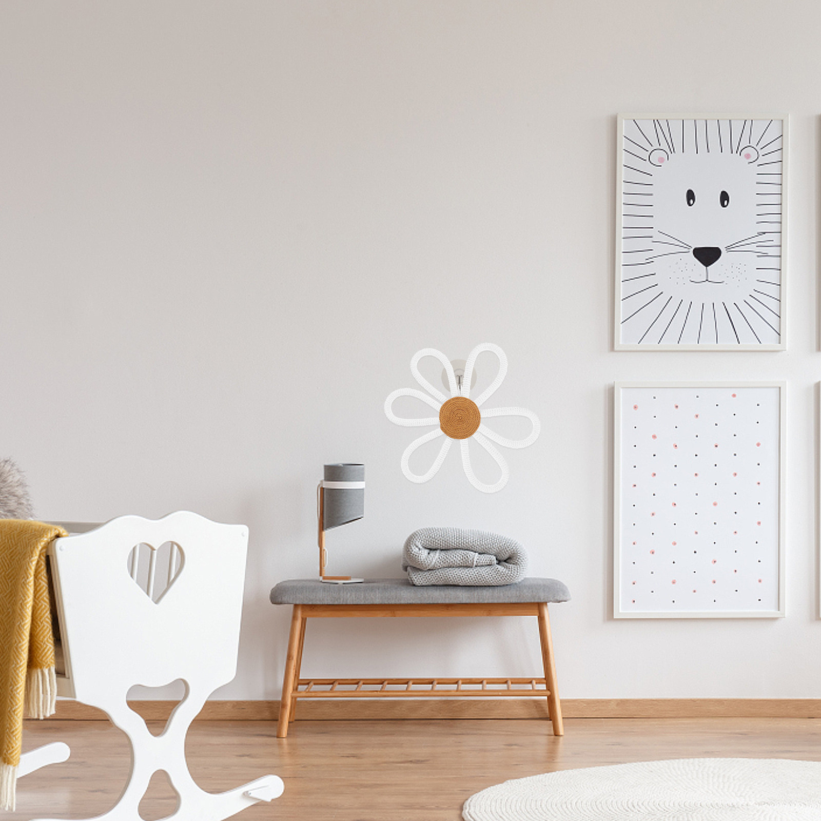 Art And Craft For Nursery - Dokuma Papatya Duvar Dekoru Boho Makrome