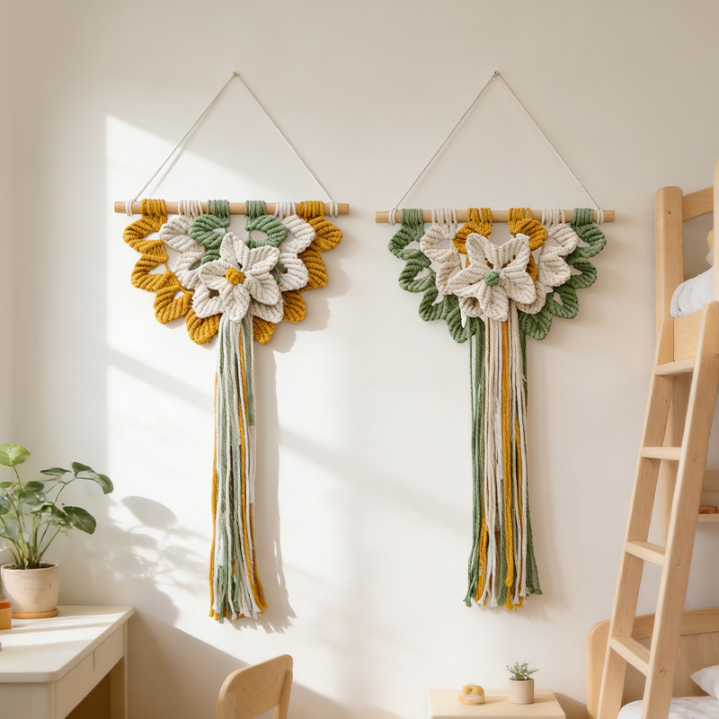 Art And Craft For Nursery - Dokuma Duvar Asılı Boho Geometrik Kabuk