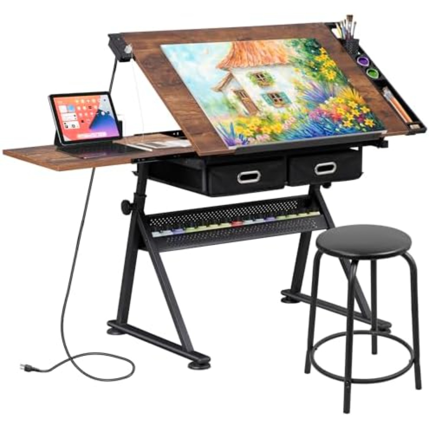 Art Craft Table - Ayarlanabilir Çizim Masası ve Taburesi, Depolama